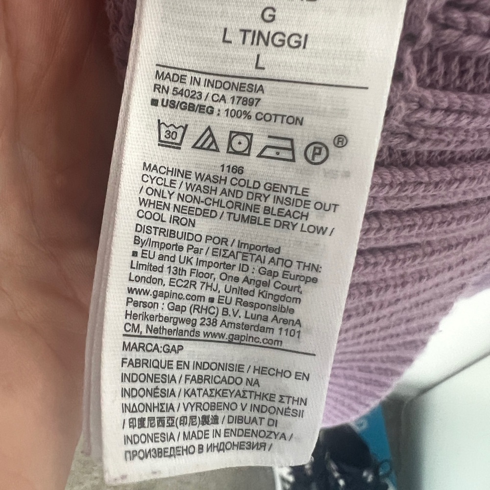 GAP Purple Cotton Knit Crewneck Sweater Tall Large - Picture 3 of 4